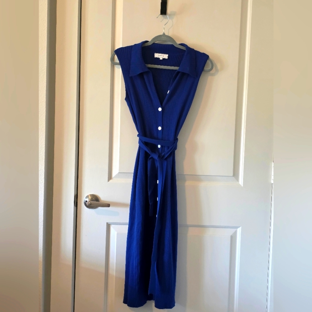 RIHOAS Blue Sleeveless Wrap Midi Dress